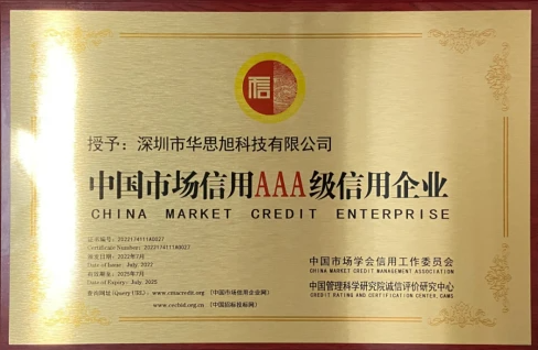 喜讯丨华思旭荣获「中国市场信用AAA级信用企业」称号